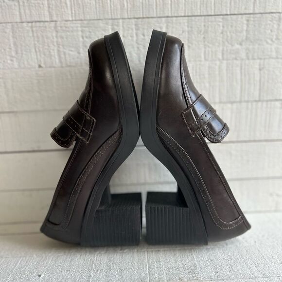 Mudd Kapfer Brown Leather Chunky Heeled Y2K Loafers size 8 - Picture 5 of 10